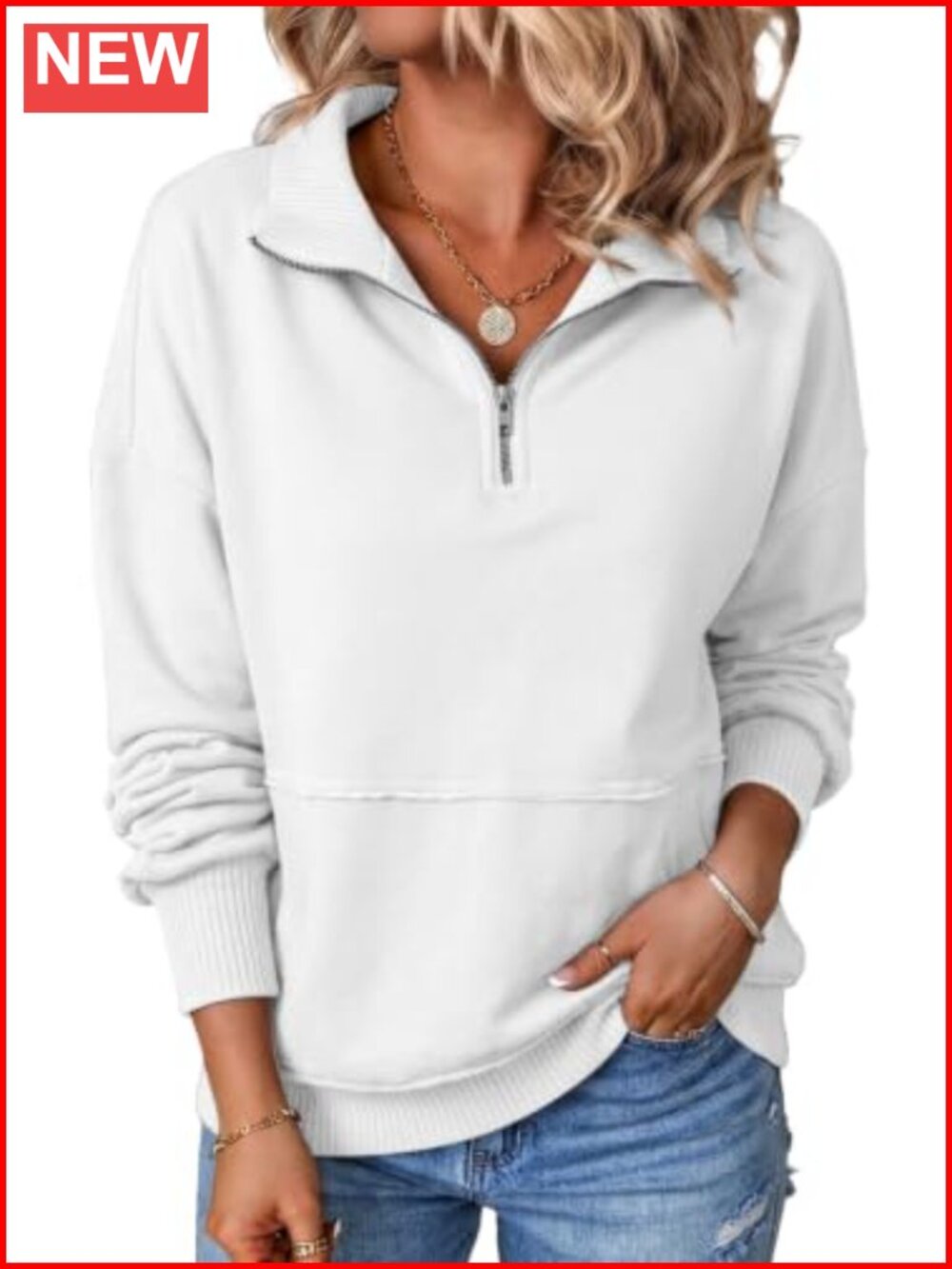 Half Zip Pullover Sweatshirt Cotton Polyester Long Sleeve Casual Fall Tops